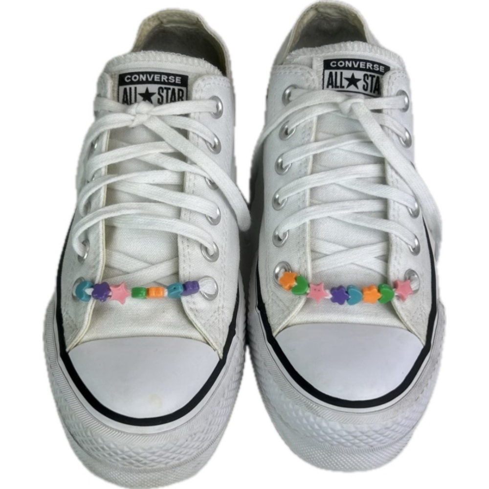Converse Chuck Taylor All Stars Low Top Sneakers customized with shoelace beads